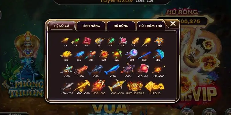 Luật lệ, cách để tính thưởng ở trong game Vua Đánh Cá